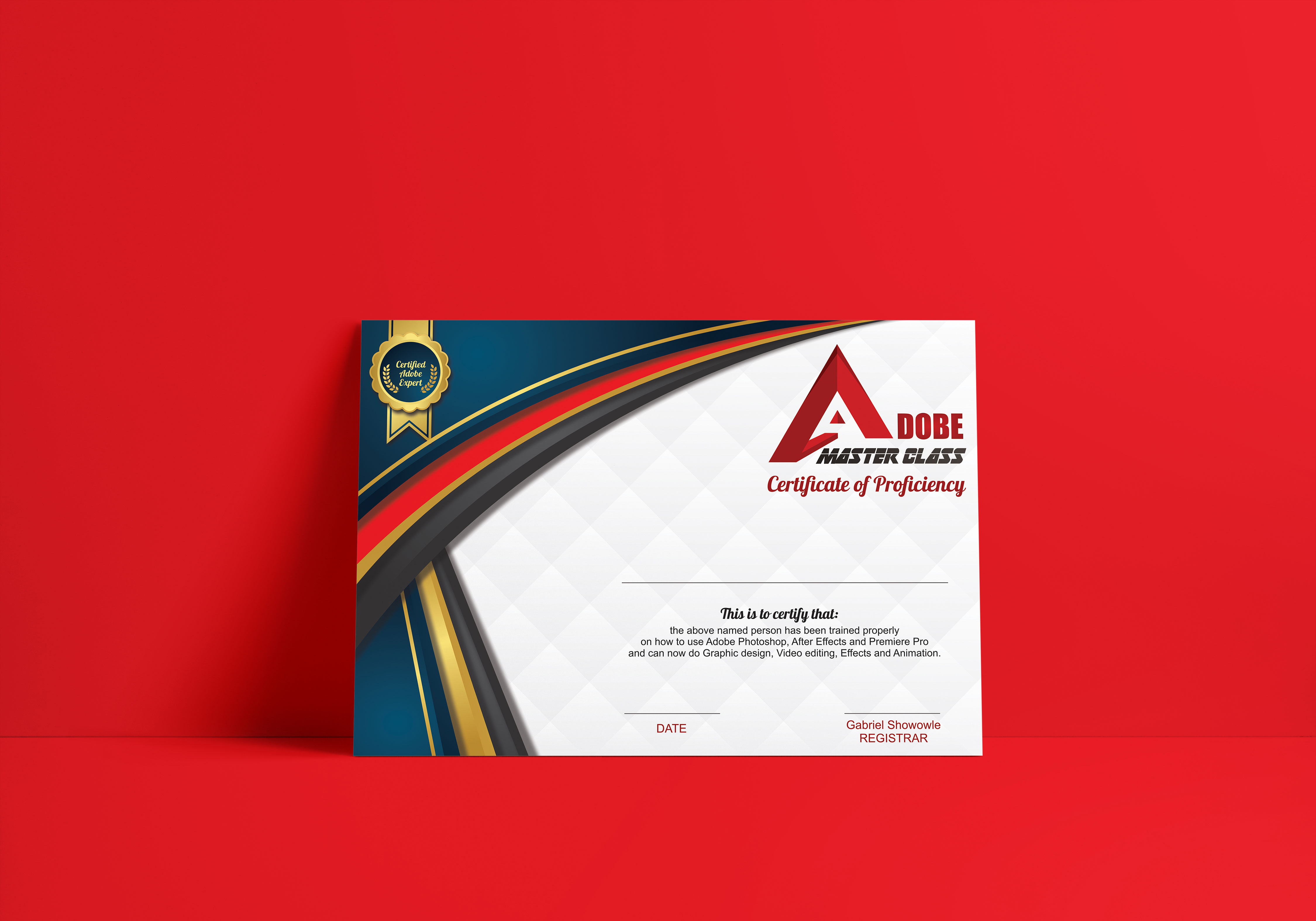 Adobe Masterclass Certificate Graphic Design Kayshow Concept