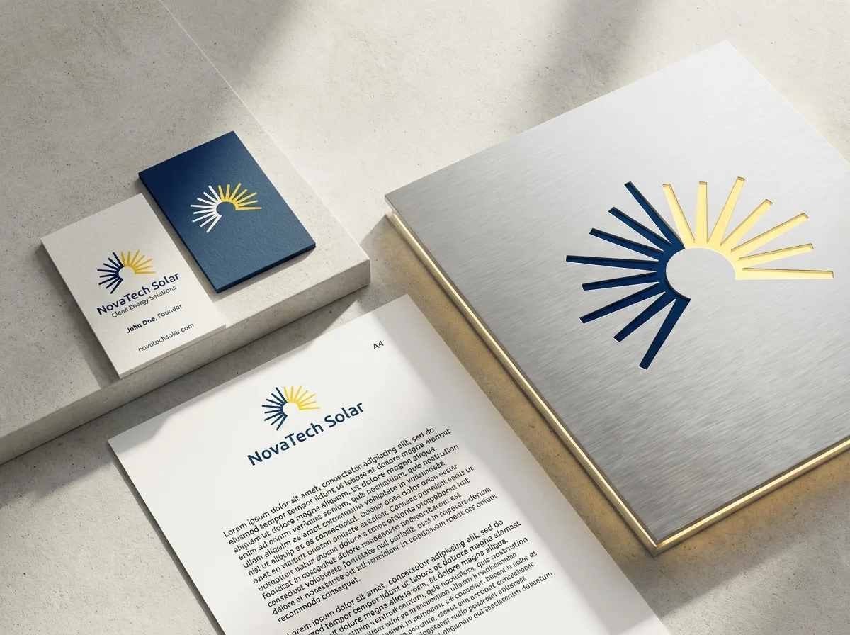Brand identity mockup with logo and stationery