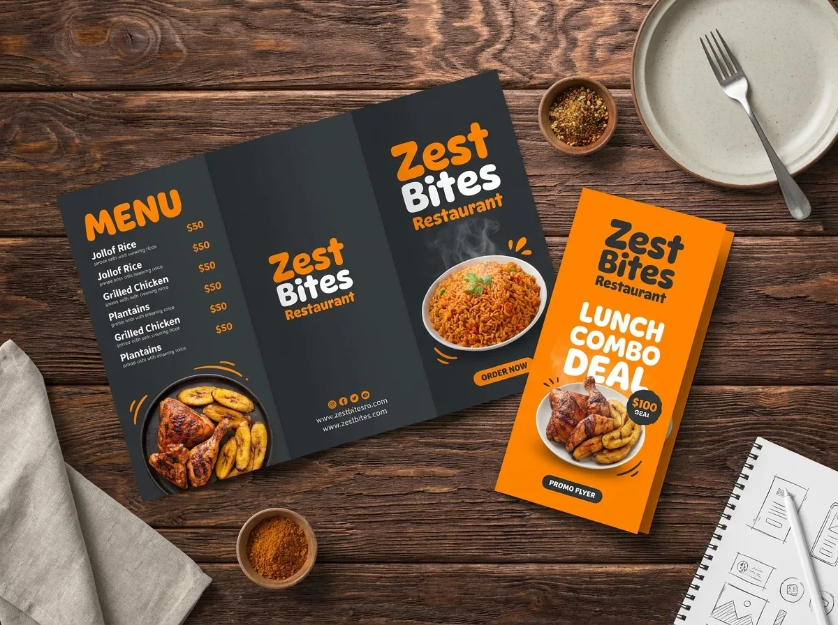 Zest Bites restaurant menu design